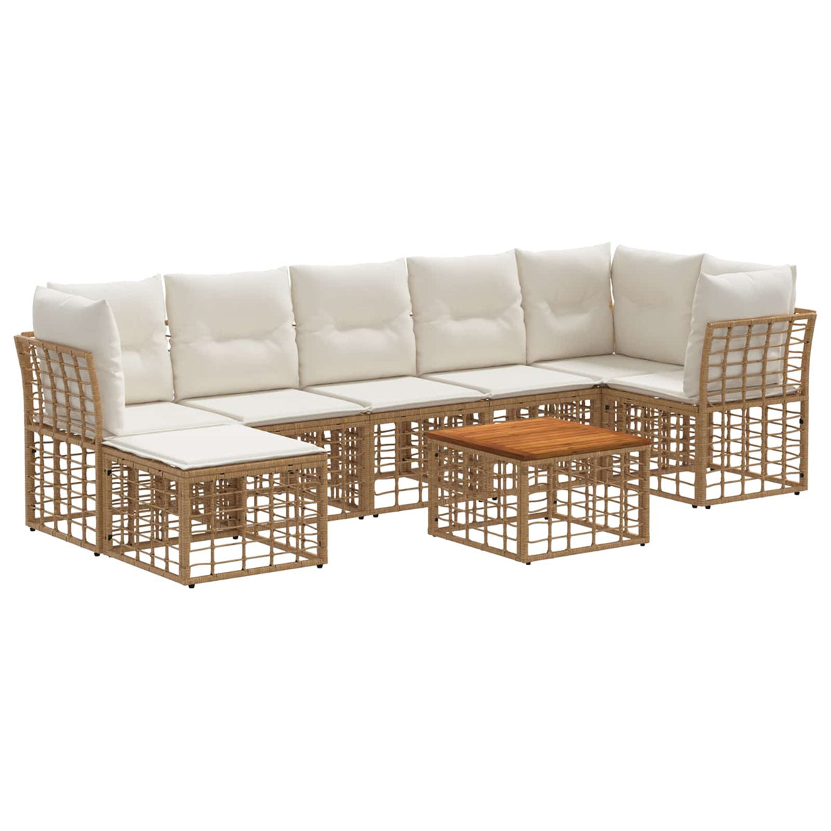 Set vanjskih sofa 8 kom. Prirodna i krema bijela Poliester