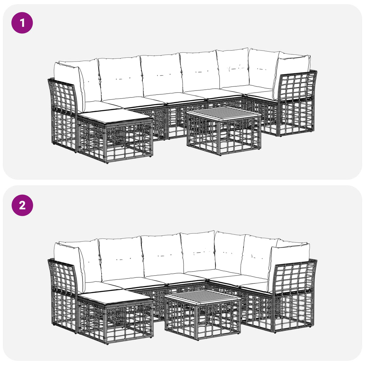 Set vanjskih sofa 8 kom. Prirodna i krema bijela Poliester