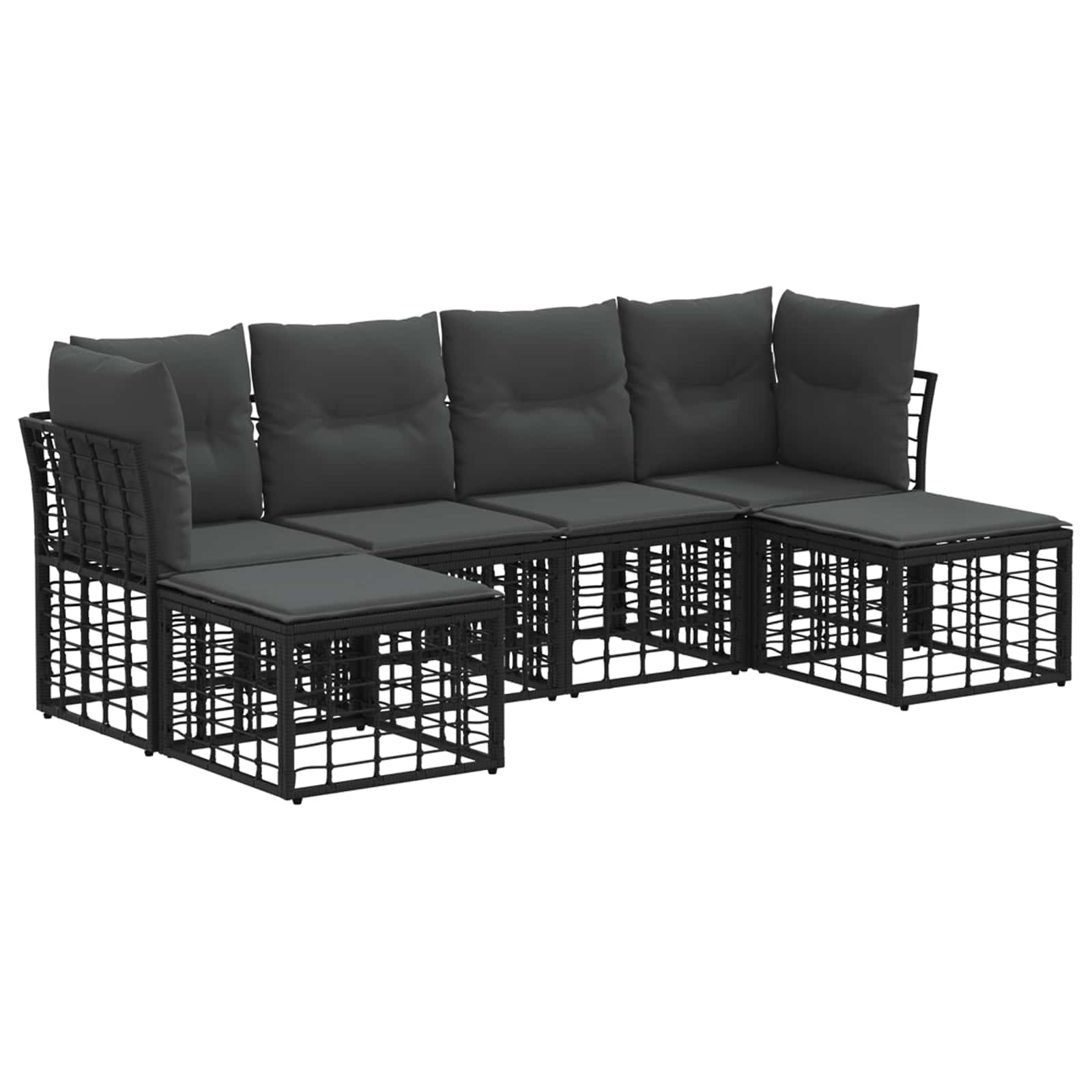 Set vanjskih sofa Crna Poliester