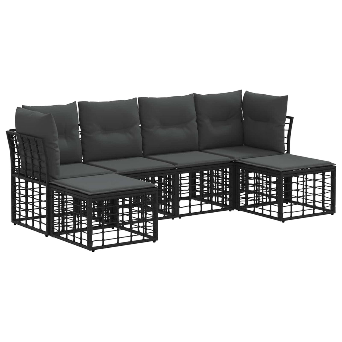 Set vanjskih sofa Crna Poliester