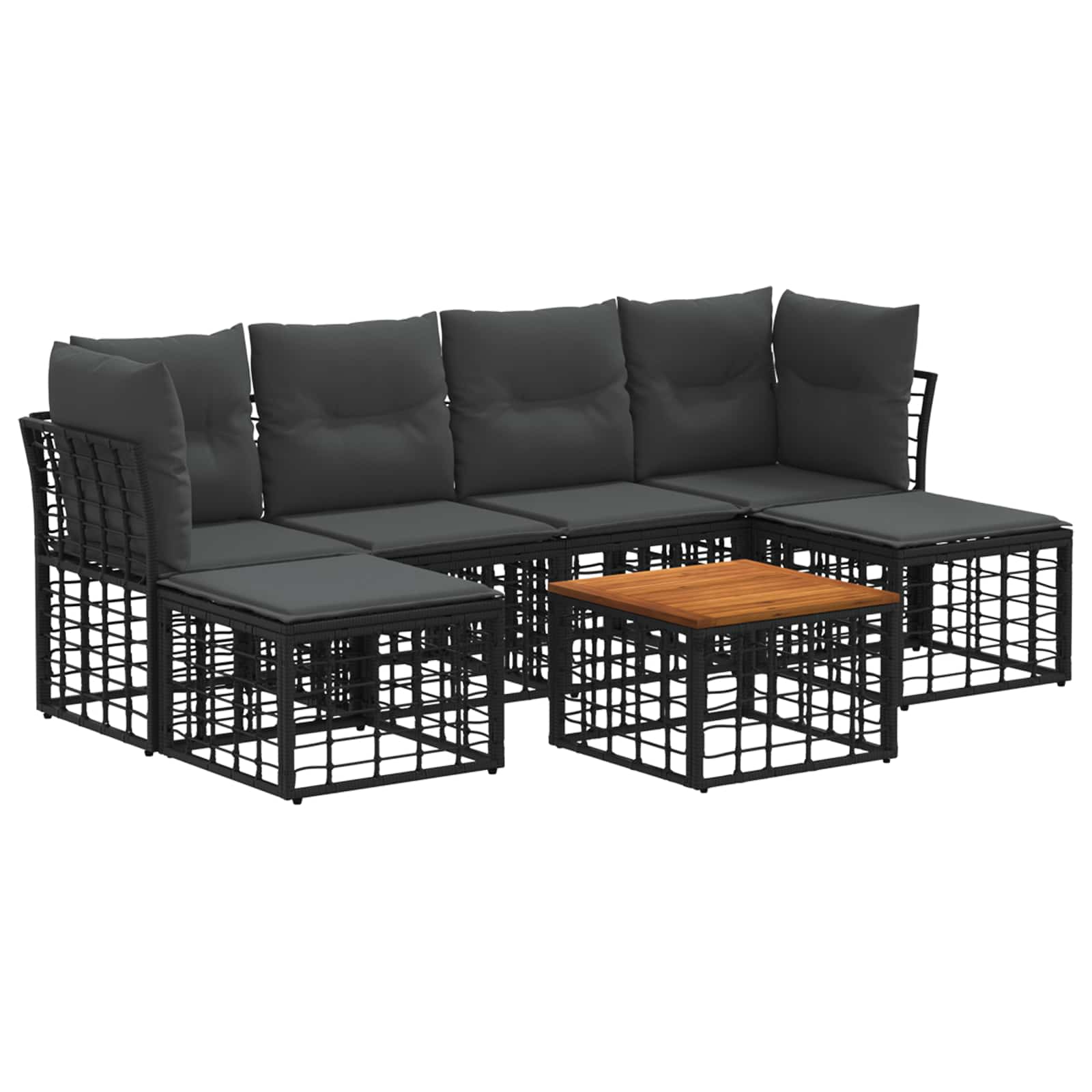Set vanjskih sofa 7 pcs Crna i tamno siva Poliester