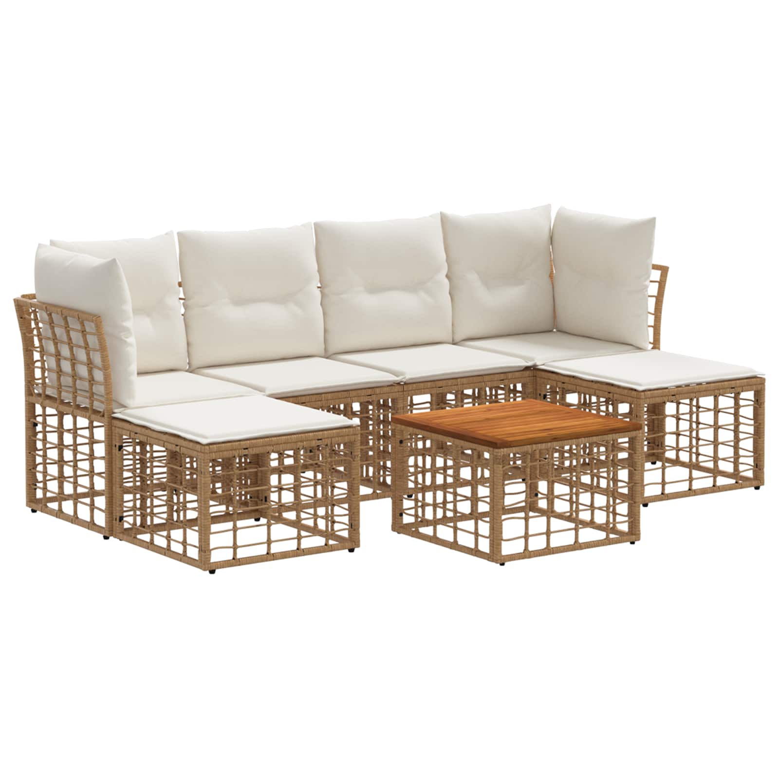 Set vanjskih sofa 7 pcs Prirodna i krema bijela Poliester