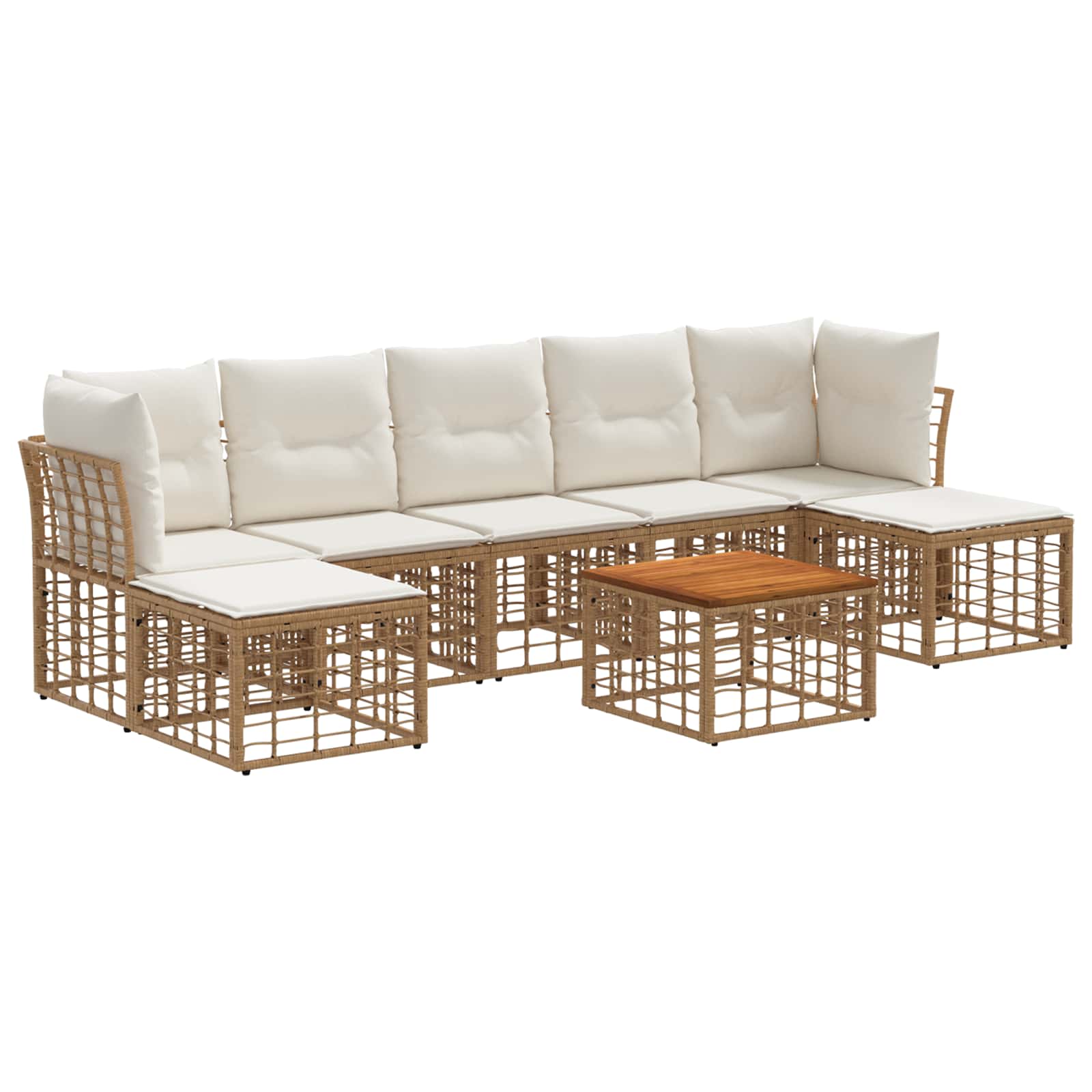 Set vanjskih sofa 8 pcs Prirodna i krema bijela Poliester