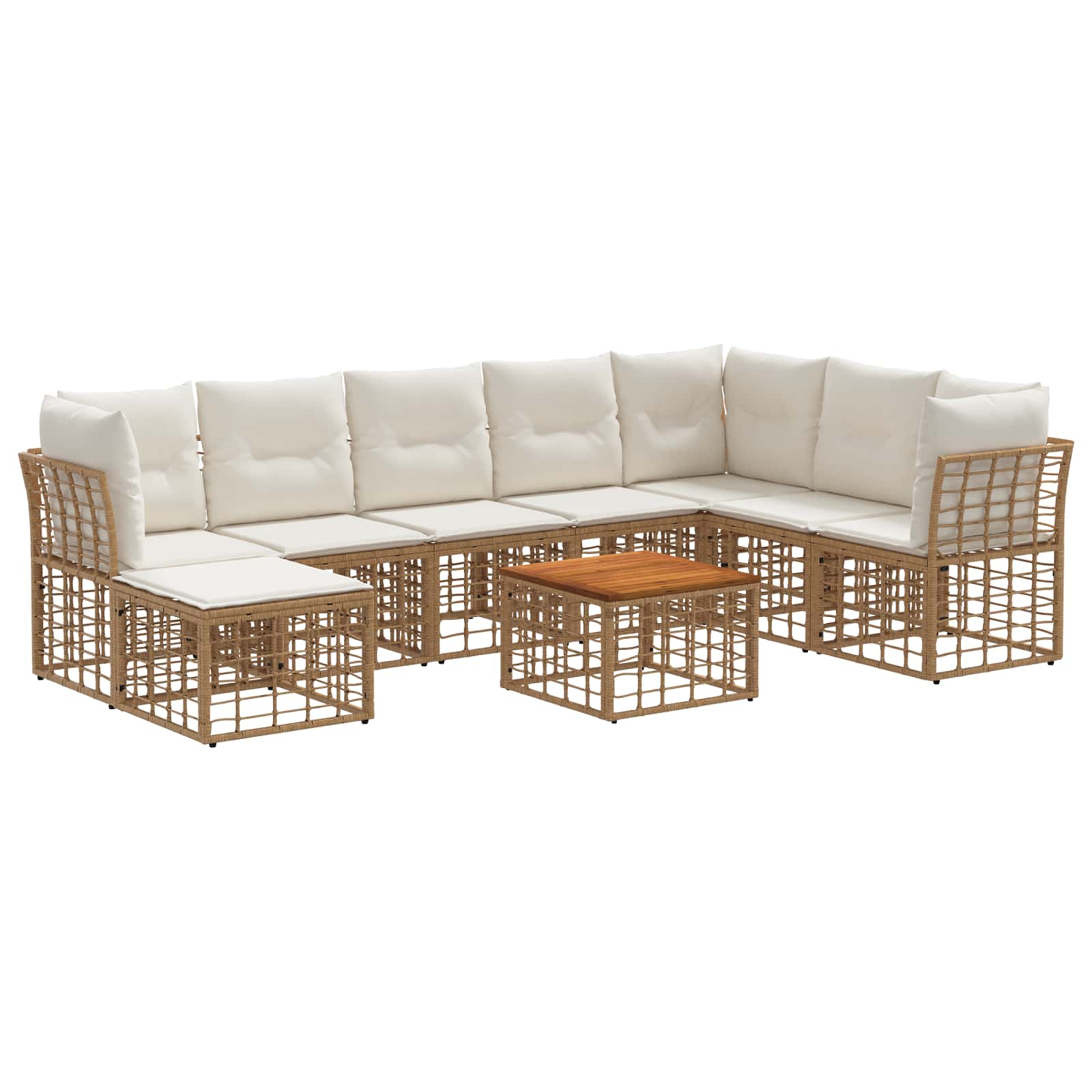 Set vanjskih sofa 9 pcs Prirodna i krema bijela Poliester