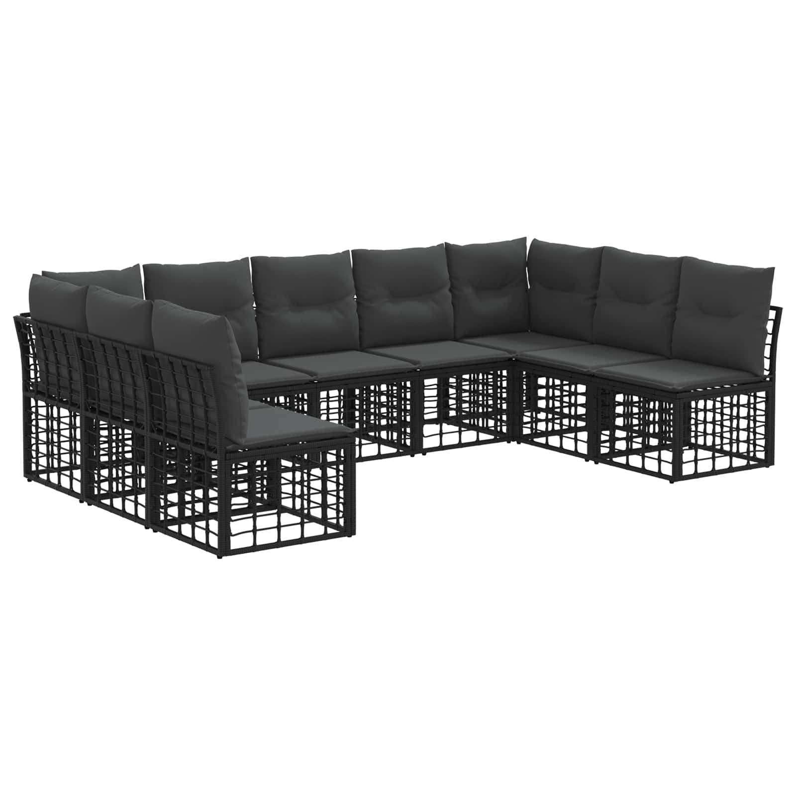 Set vanjskih sofa Crna Poliester