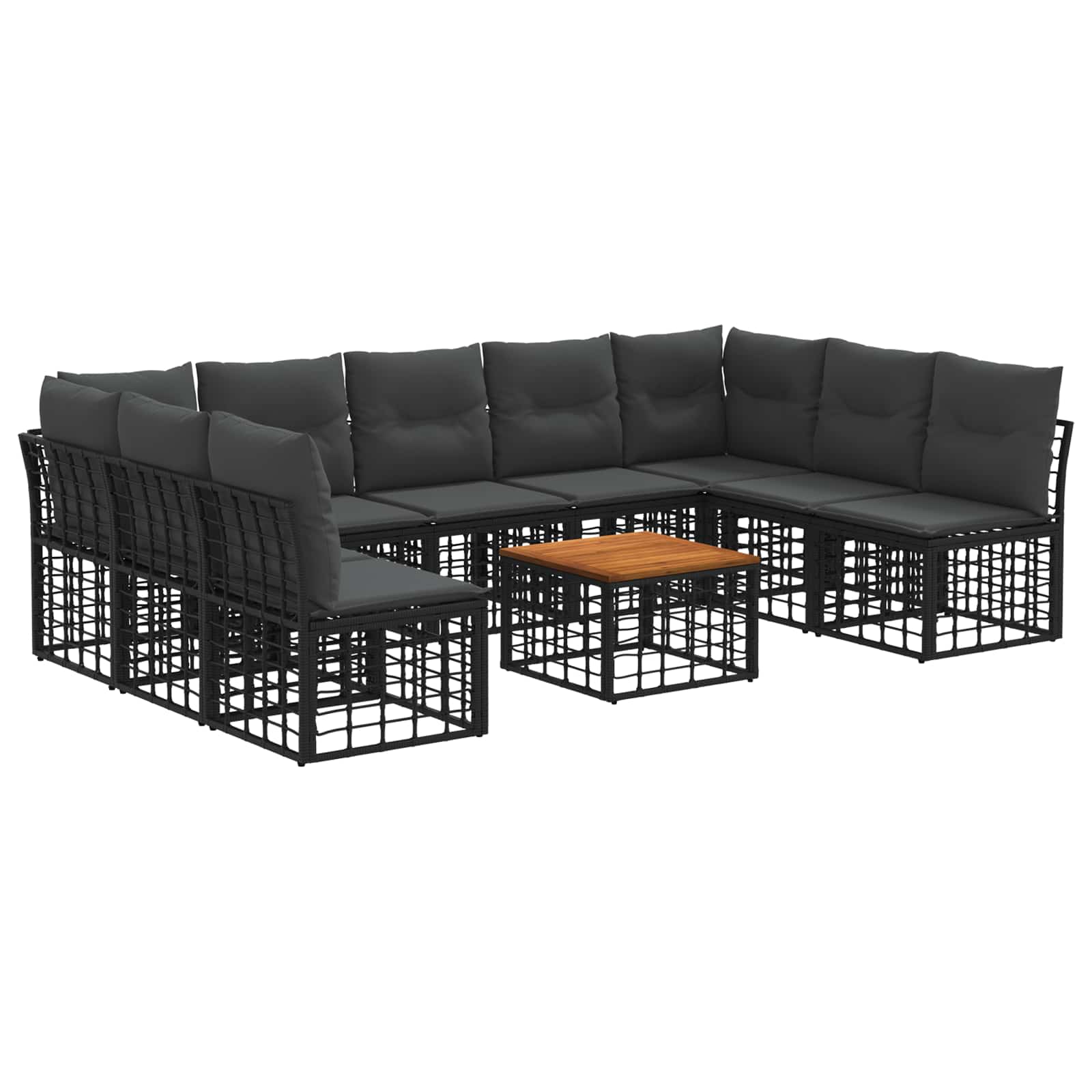 Set vanjskih sofa 10 pcs Crna i tamno siva Poliester