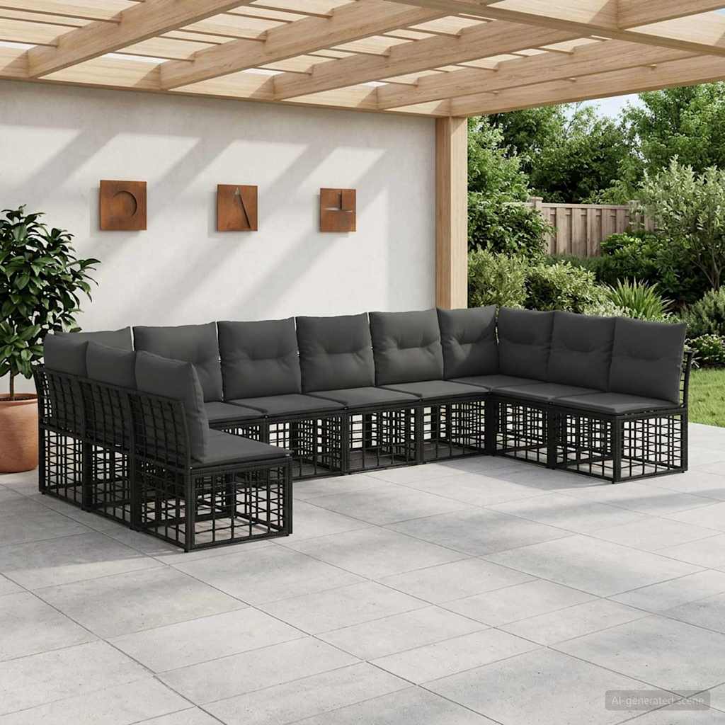 Set vanjskih sofa Crna Poliester