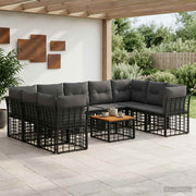 Set vanjskih sofa 10 kom. Crna i tamno siva Poliester