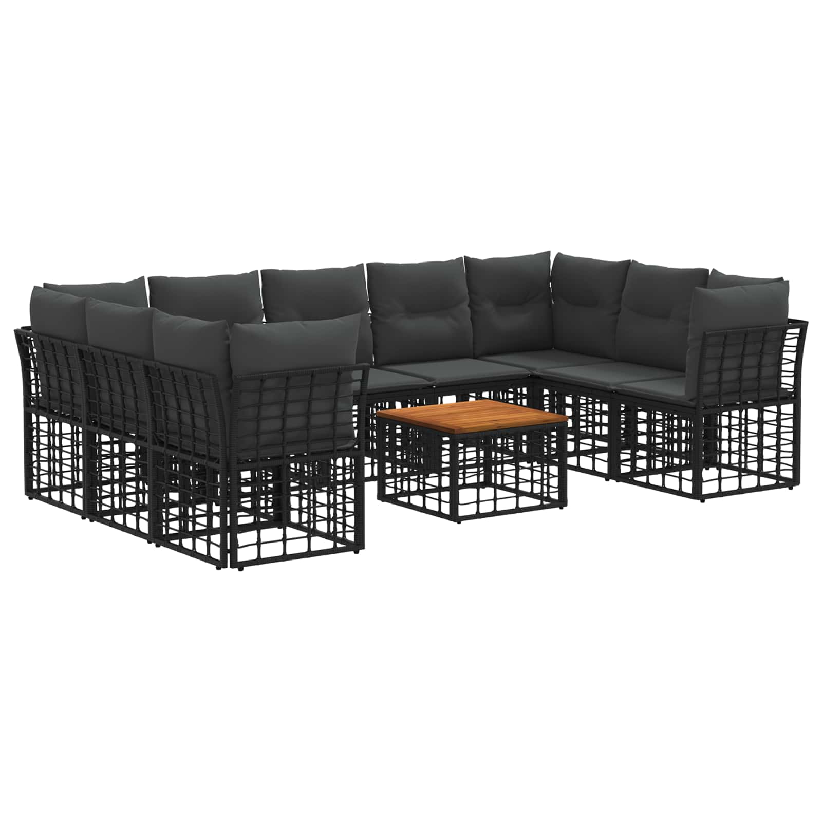 Set vanjskih sofa 10 kom. Crna i tamno siva Poliester