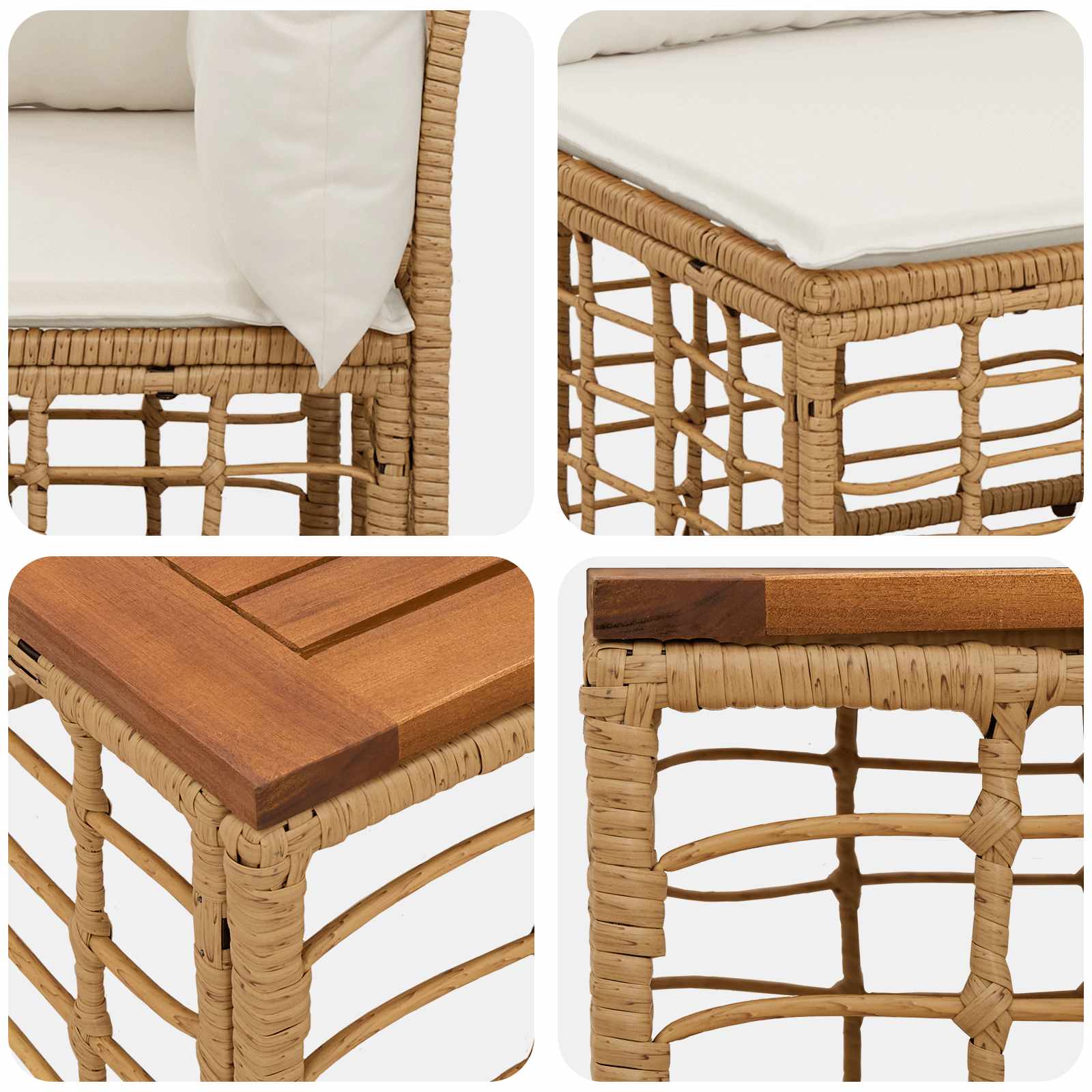 Set vanjskih sofa 10 pcs Prirodna i krema bijela Poliester