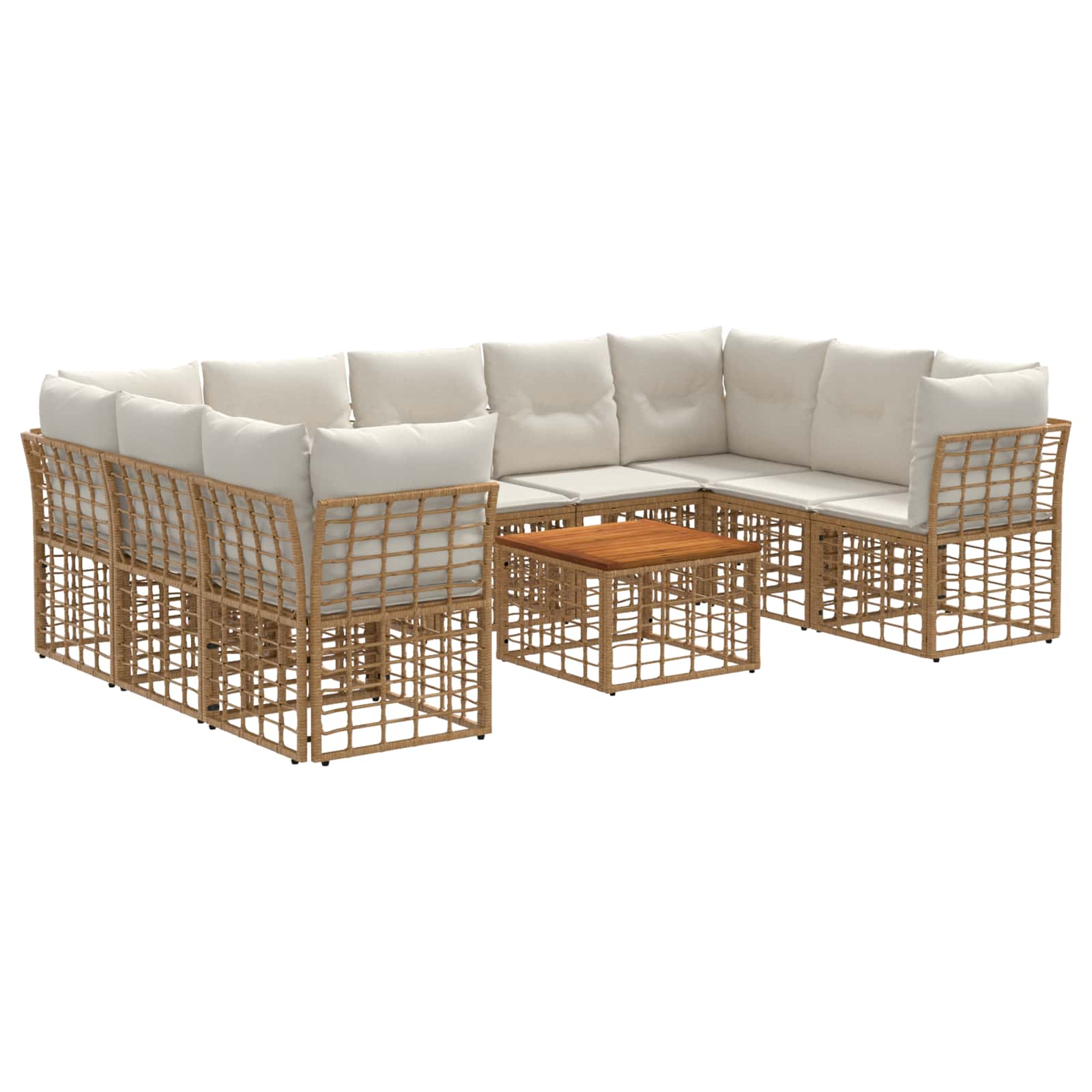 Set vanjskih sofa 10 pcs Prirodna i krema bijela Poliester