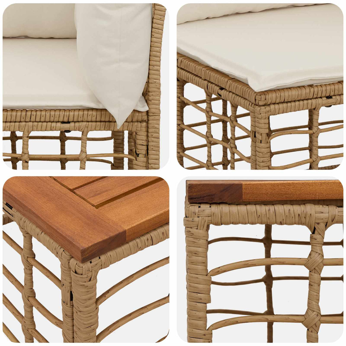 Set vanjskih sofa 11 kom. Prirodna i krema bijela Poliester