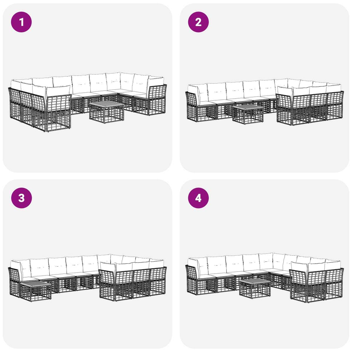 Set vanjskih sofa 11 kom. Prirodna i krema bijela Poliester