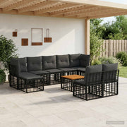Set vanjskih sofa 10 kom. Crna i tamno siva Poliester