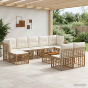 Set vanjskih sofa 10 kom. Prirodna i krema bijela Poliester