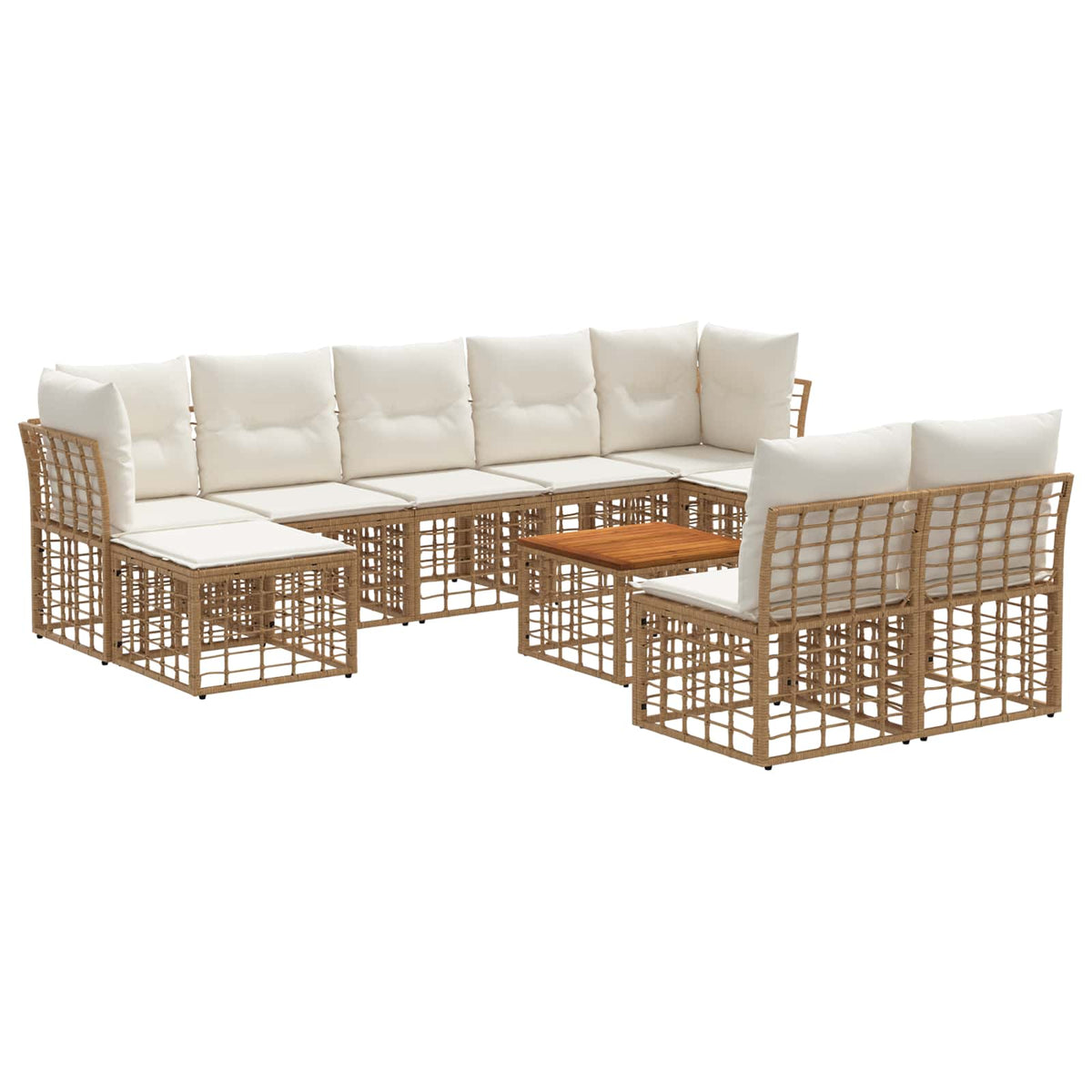 Set vanjskih sofa 10 kom. Prirodna i krema bijela Poliester