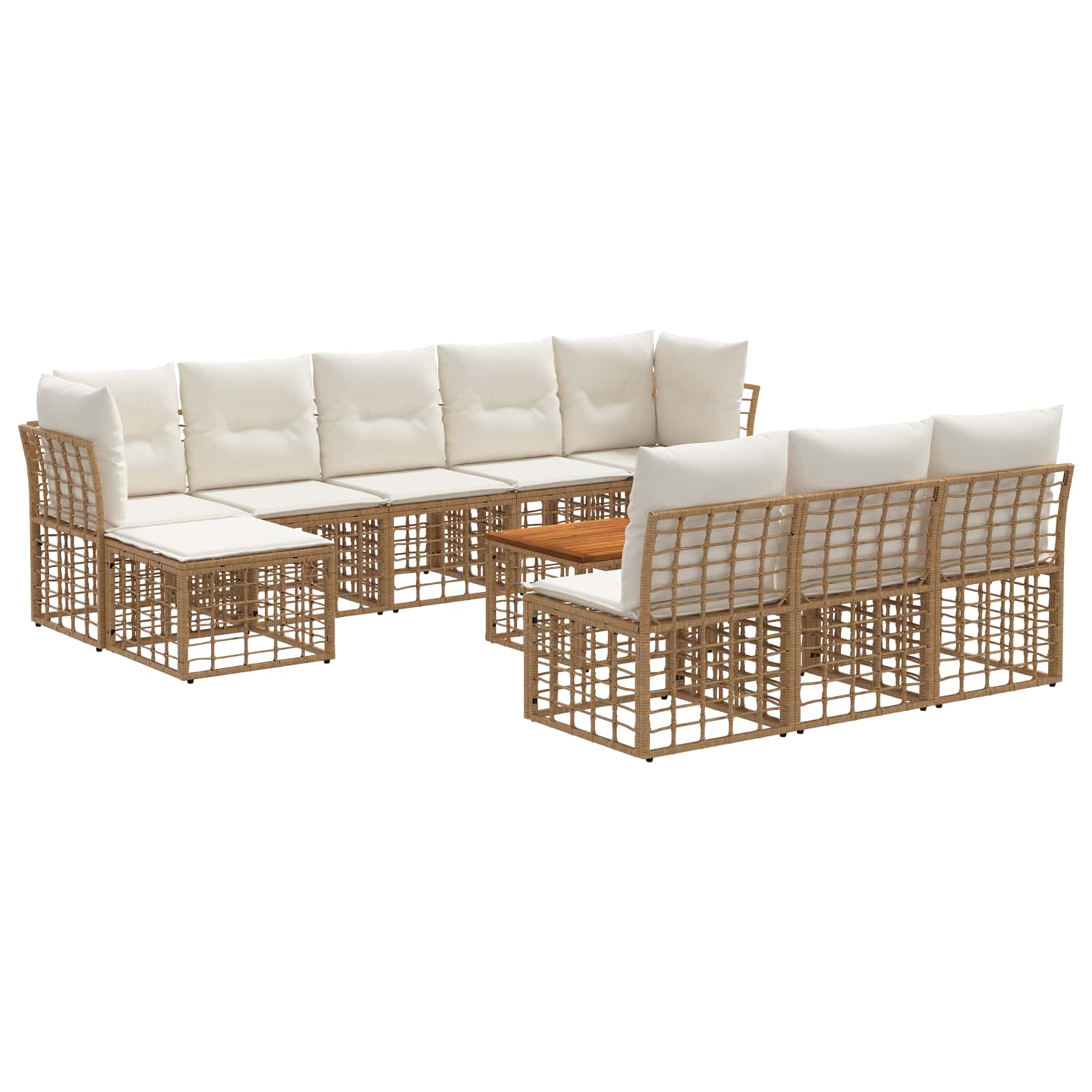 Set vanjskih sofa 11 pcs Prirodna i krema bijela Poliester