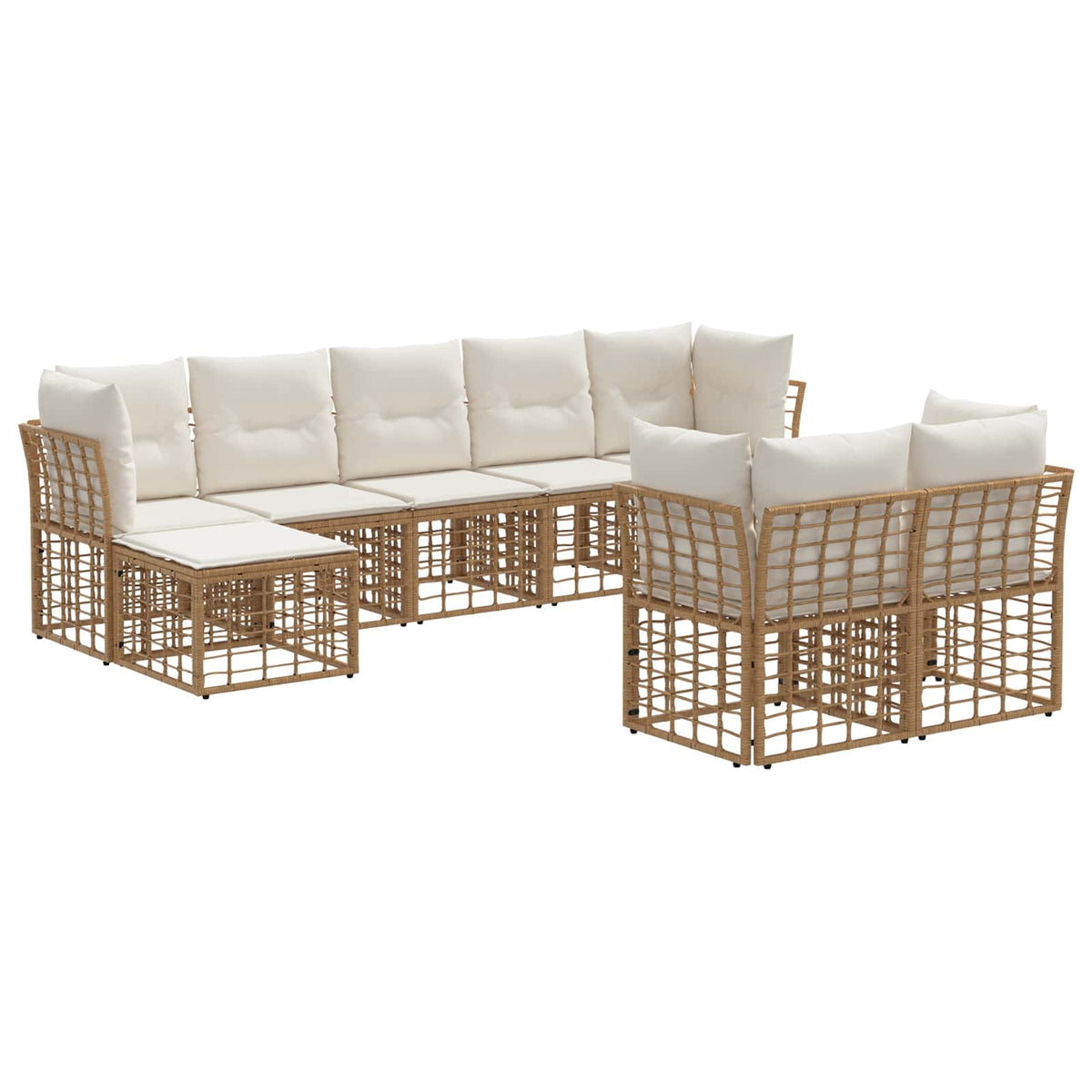 Set vanjskih sofa Prirodna i krema bijela Poliester
