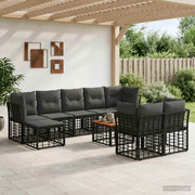 Set vanjskih sofa 10 kom. Crna i tamno siva Poliester