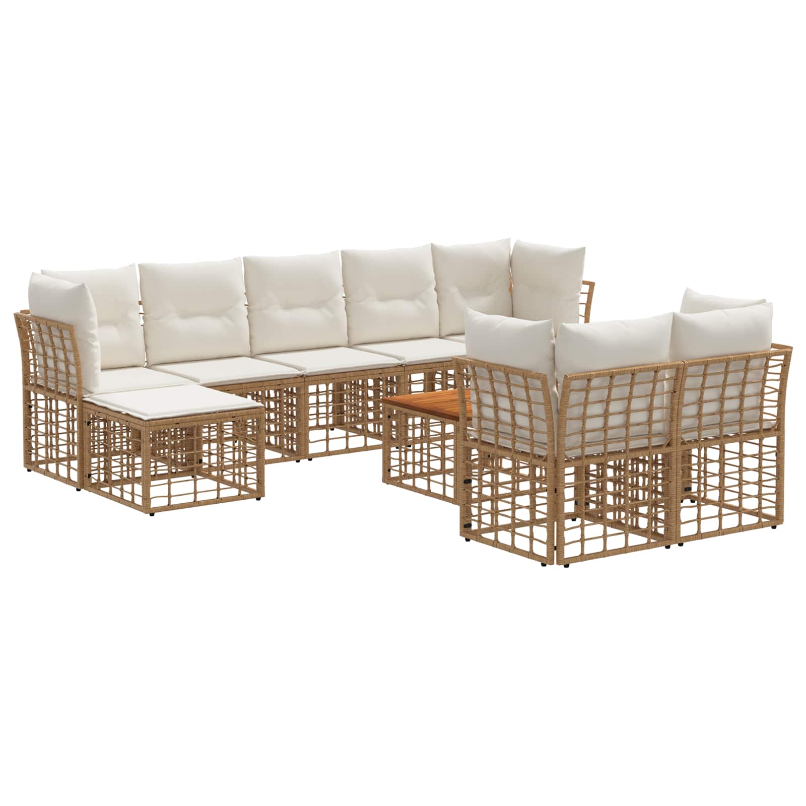 Set vanjskih sofa 10 pcs Prirodna i krema bijela Poliester
