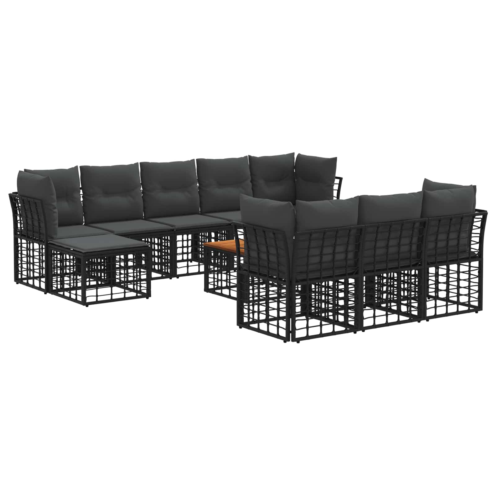 Set vanjskih sofa 11 pcs Crna i tamno siva Poliester