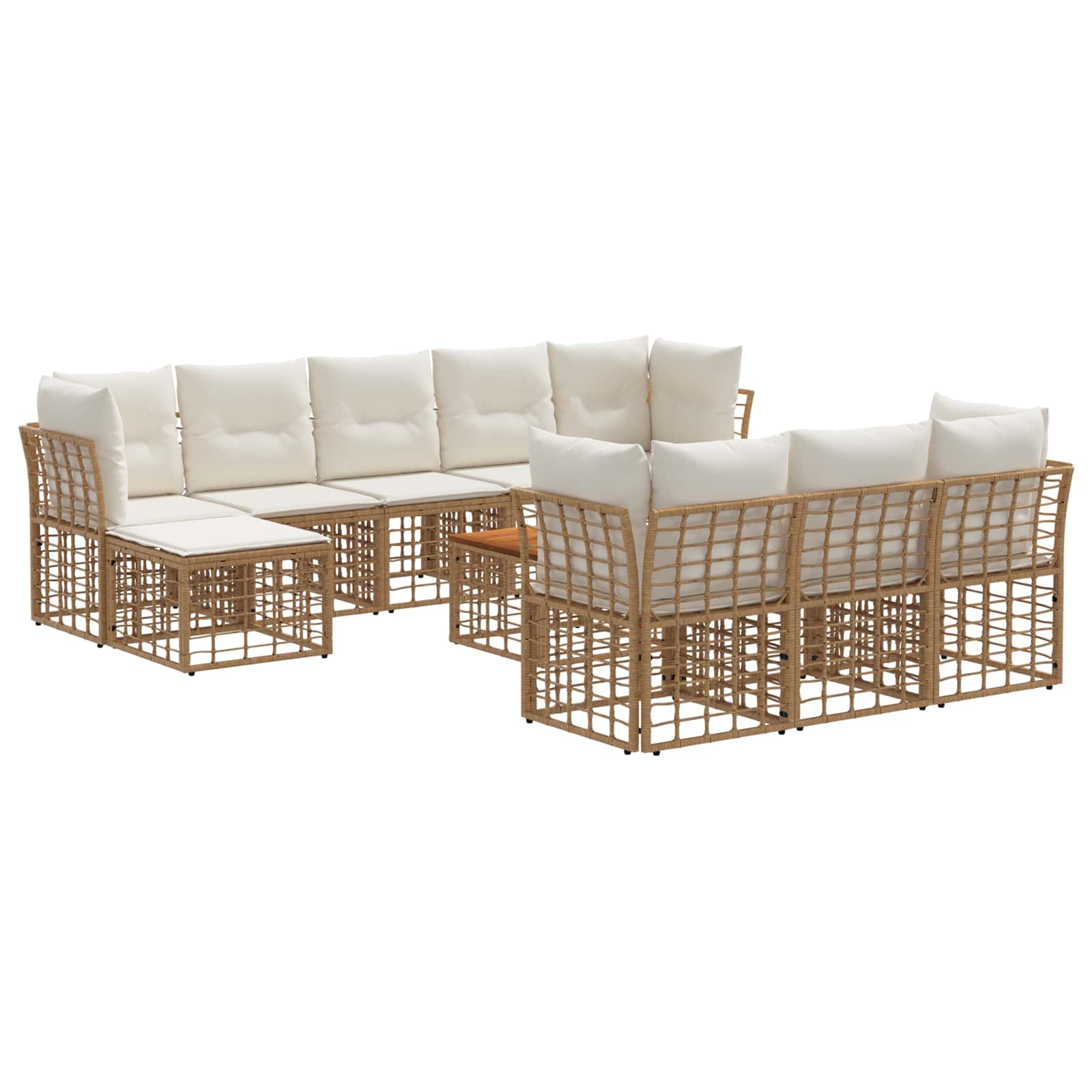 Set vanjskih sofa 11 pcs Prirodna i krema bijela Poliester