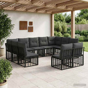 Set vanjskih sofa Crna i tamno siva Poliester