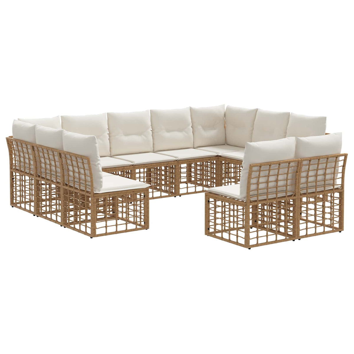 Set vanjskih sofa Prirodna i krema bijela Poliester