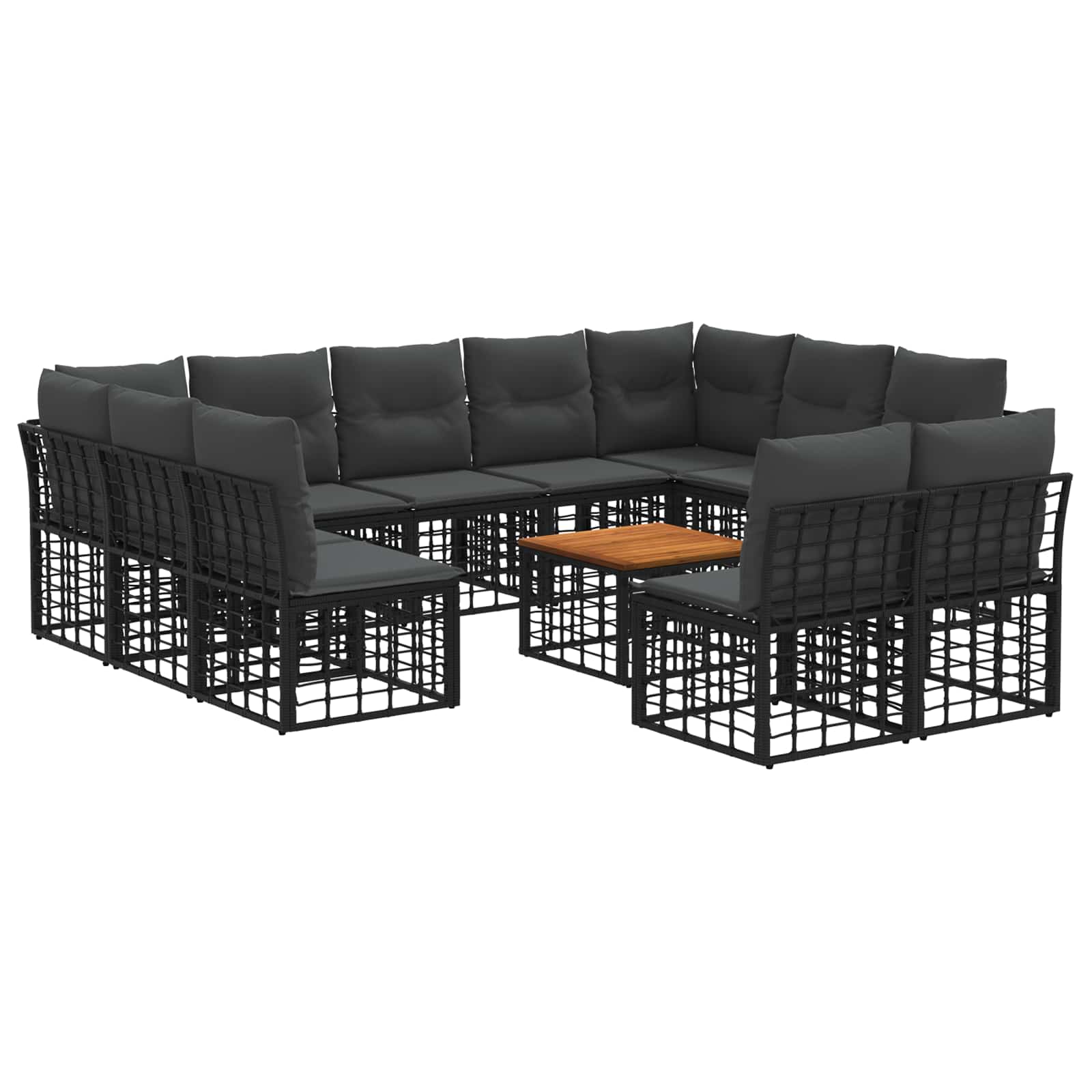 Set vanjskih sofa 12 pcs Crna i tamno siva Poliester