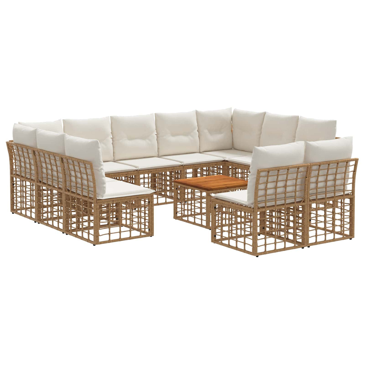 Set vanjskih sofa 12 kom. Prirodna i krema bijela Poliester