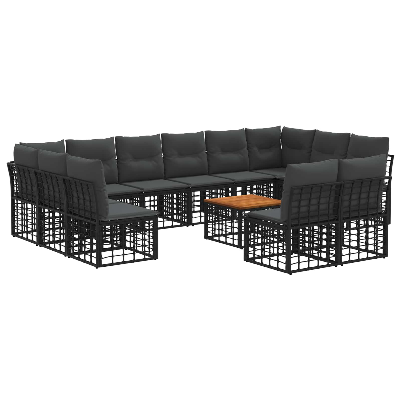Set vanjskih sofa 13 pcs Crna i tamno siva Poliester