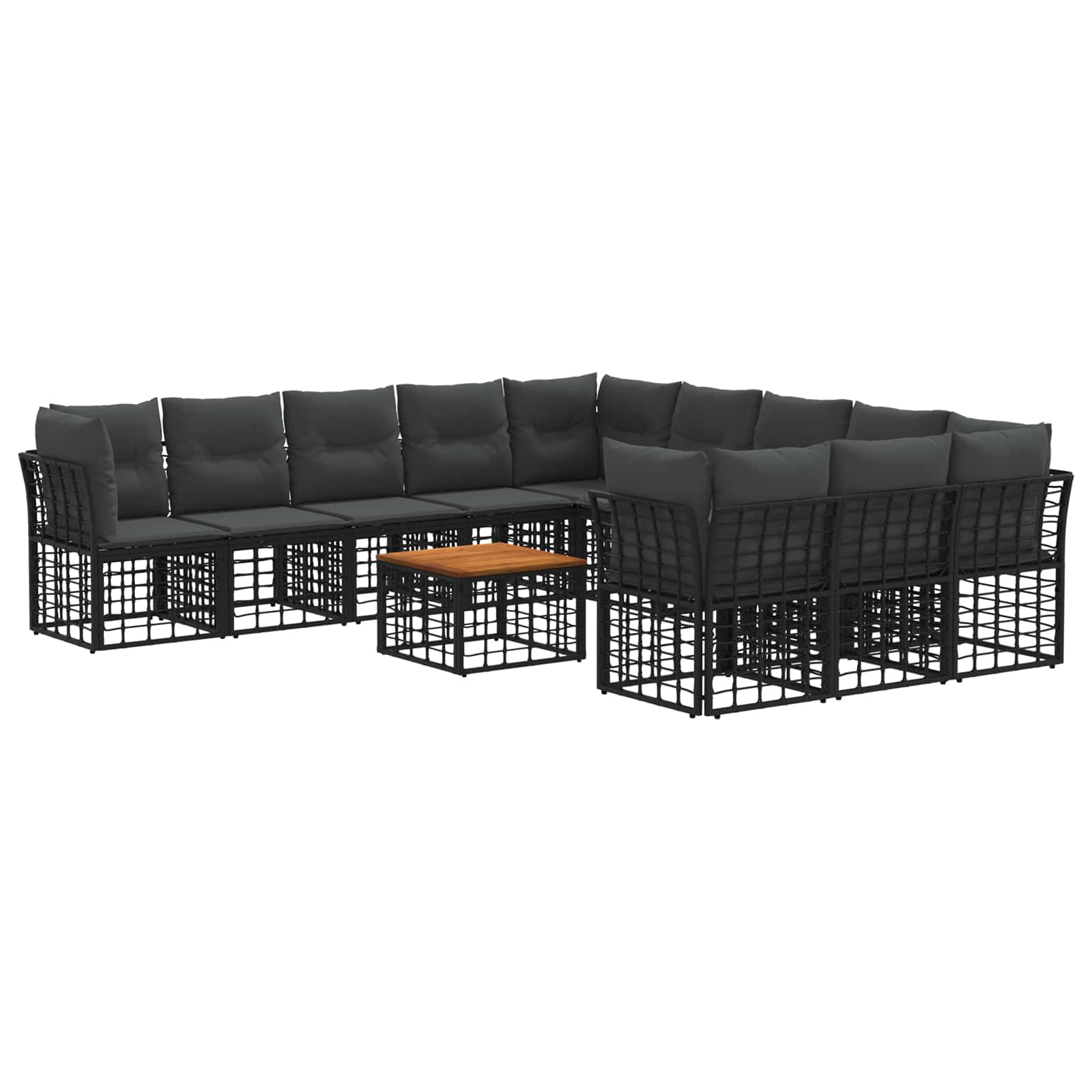 Set vanjskih sofa 12 pcs Crna i tamno siva Poliester