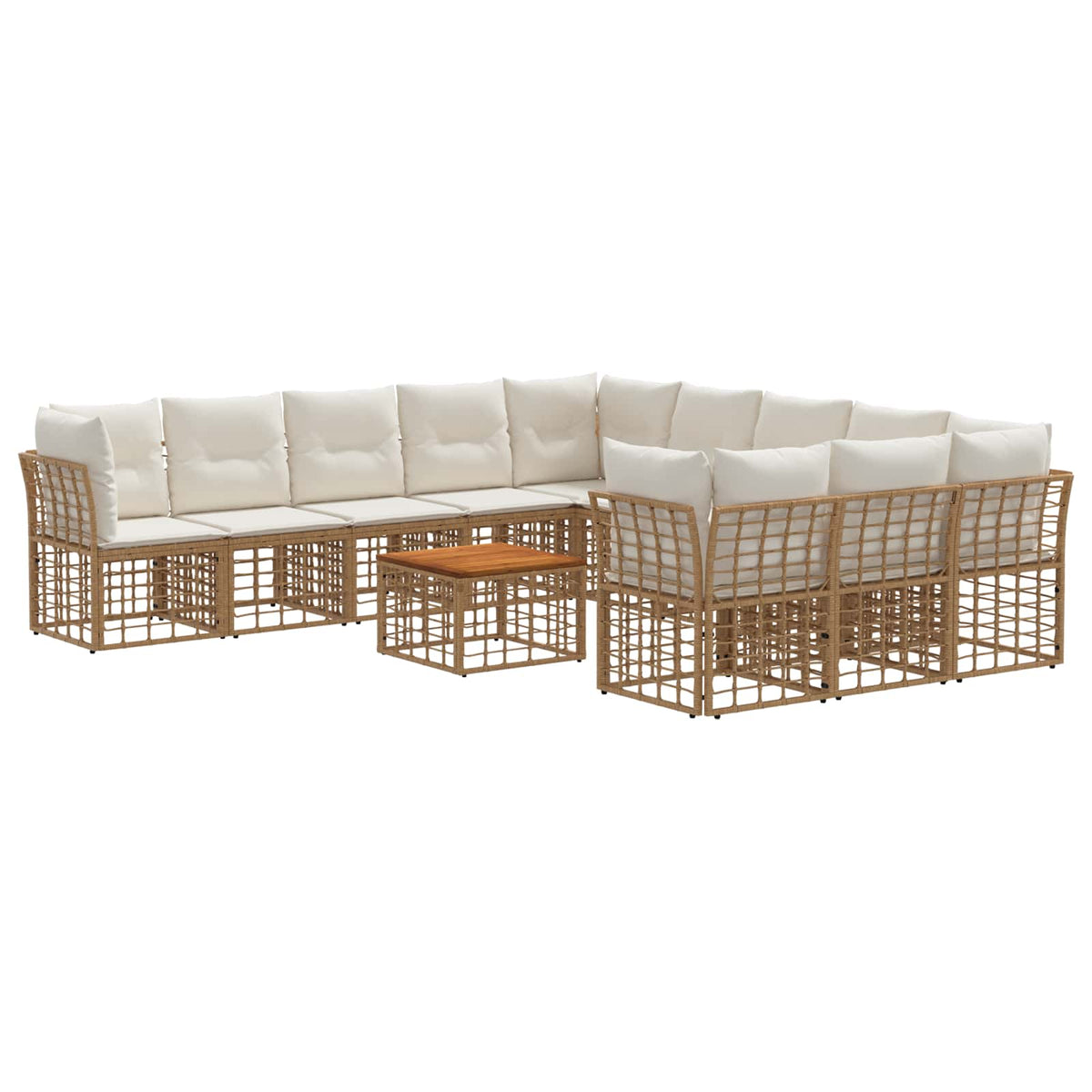 Set vanjskih sofa 12 kom. Prirodna i krema bijela Poliester