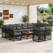 Set vanjskih sofa 13 kom. Crna i tamno siva Poliester