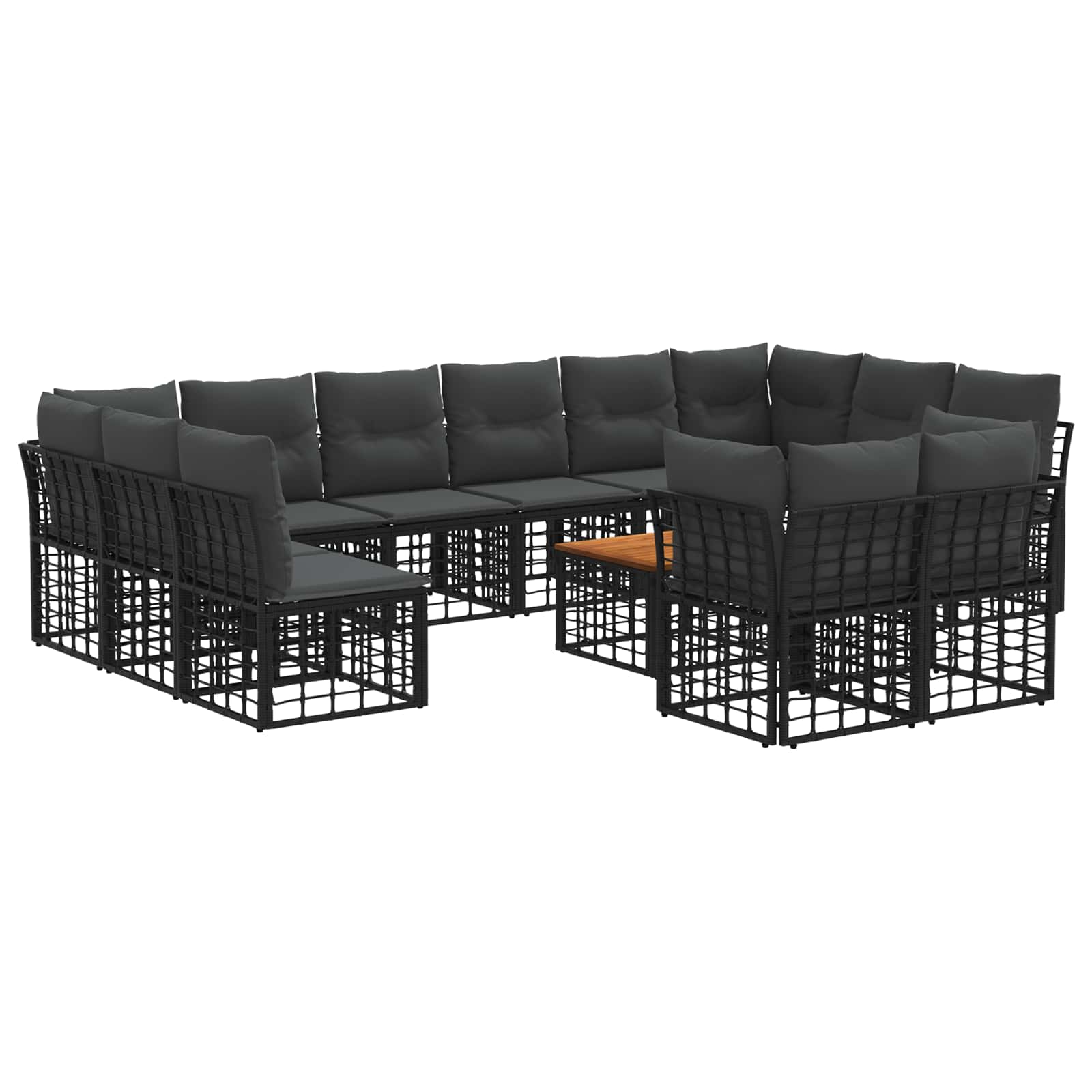 Set vanjskih sofa 13 kom. Crna i tamno siva Poliester