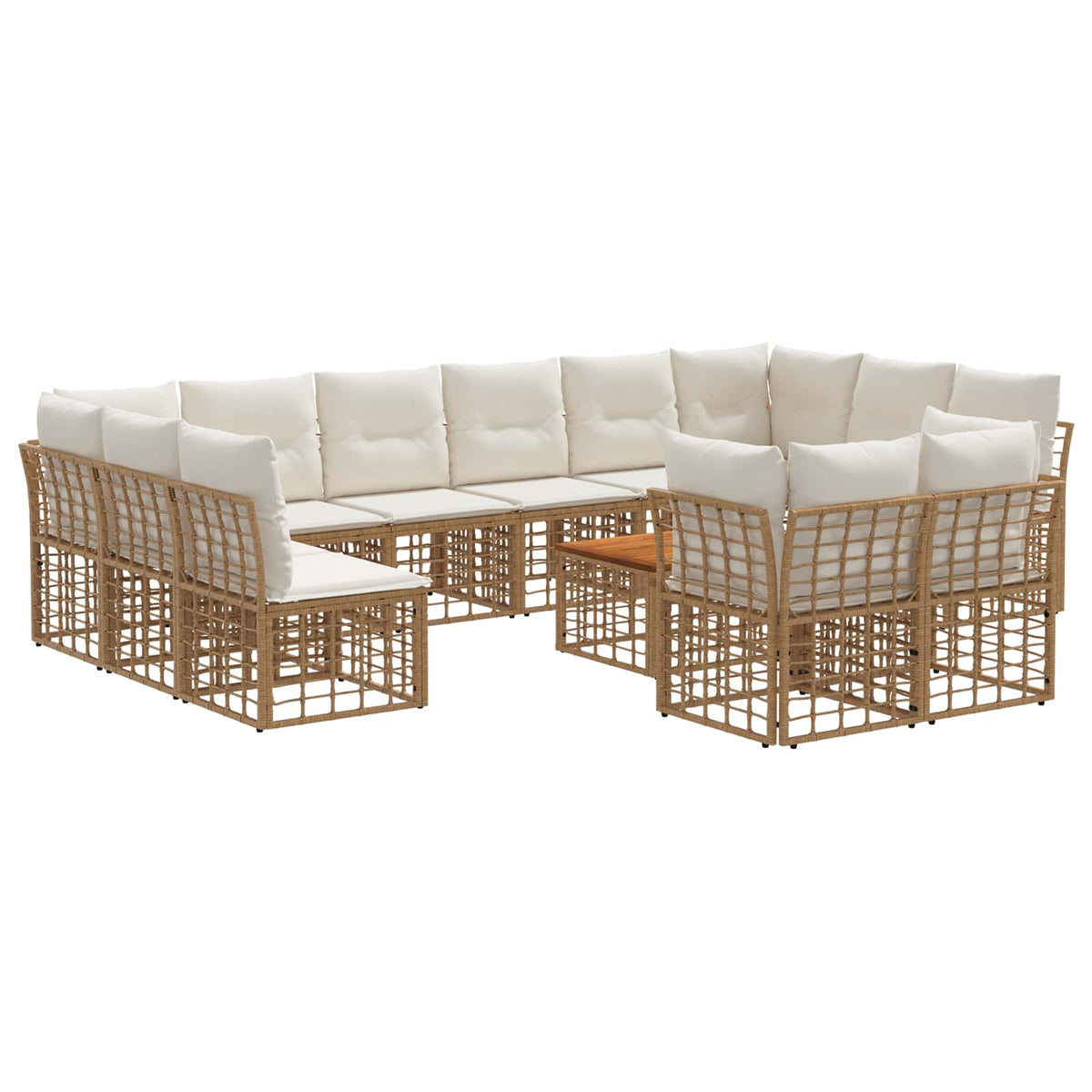 Set vanjskih sofa 13 kom. Prirodna i krema bijela Poliester