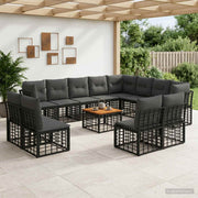 Set vanjskih sofa 13 kom. Crna i tamno siva Poliester