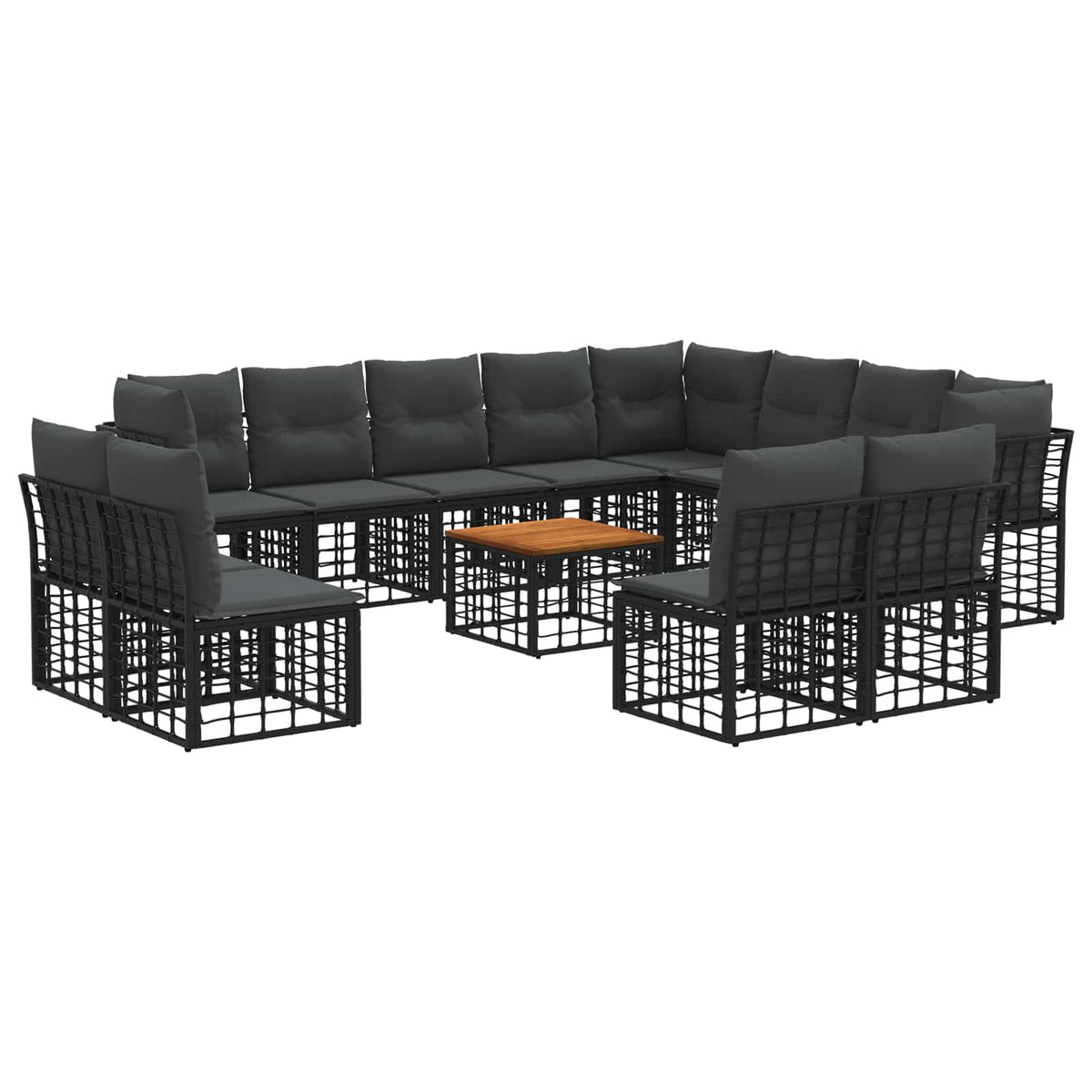 Set vanjskih sofa 13 kom. Crna i tamno siva Poliester
