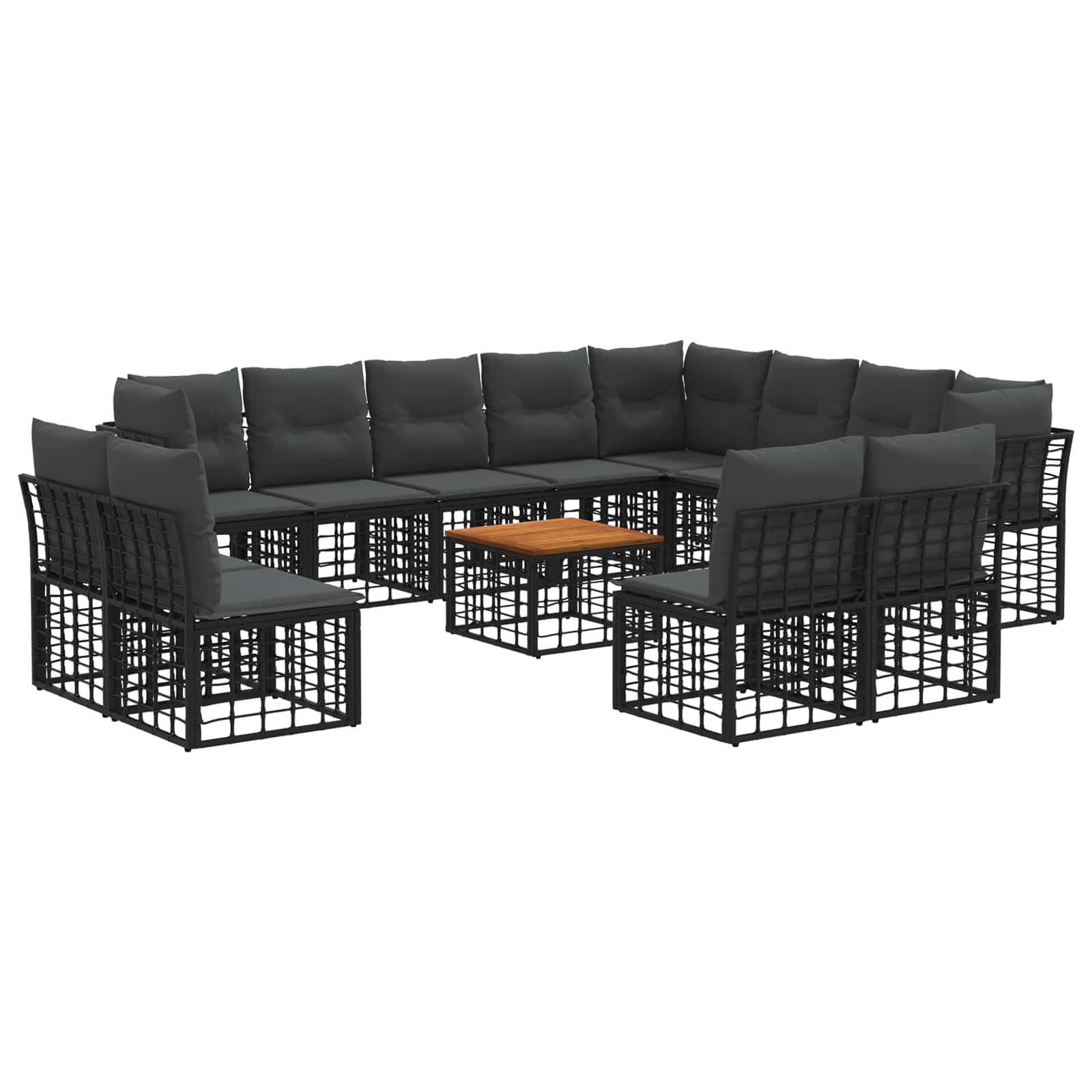 Set vanjskih sofa 13 kom. Crna i tamno siva Poliester