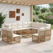 Set vanjskih sofa 13 kom. Prirodna i krema bijela Poliester