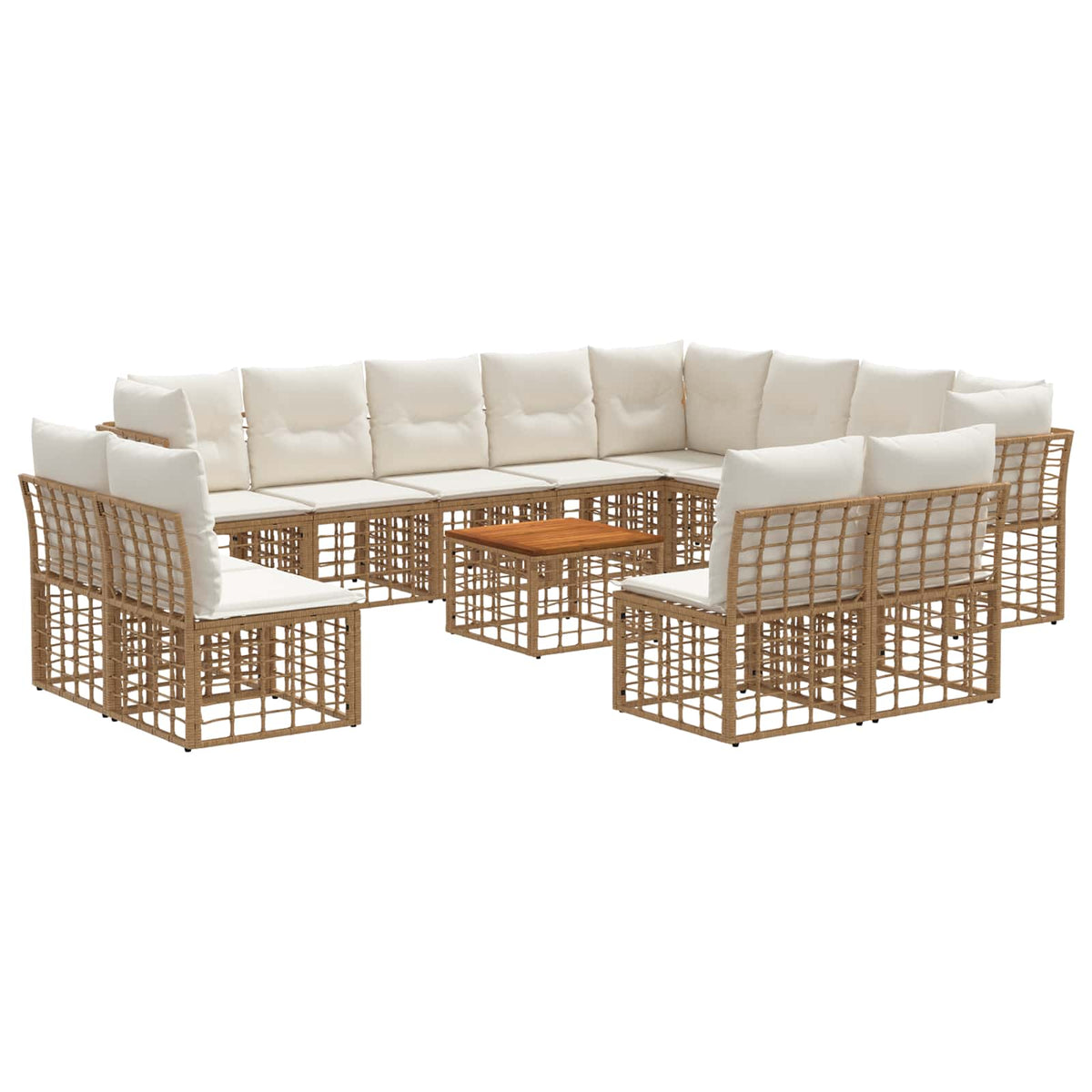 Set vanjskih sofa 13 kom. Prirodna i krema bijela Poliester