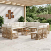 Set vanjskih sofa 14 kom. Prirodna i krema bijela Poliester