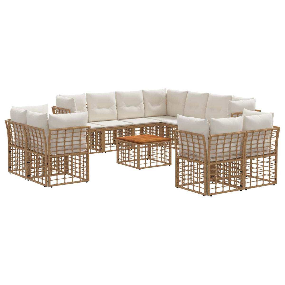 Set vanjskih sofa 12 kom. Prirodna i krema bijela Poliester
