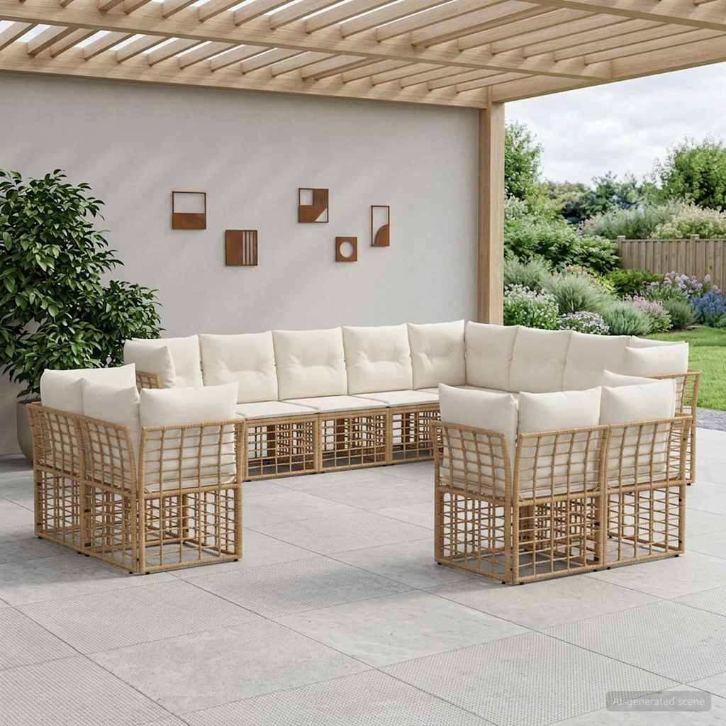 Set vanjskih sofa Prirodna i krema bijela Poliester