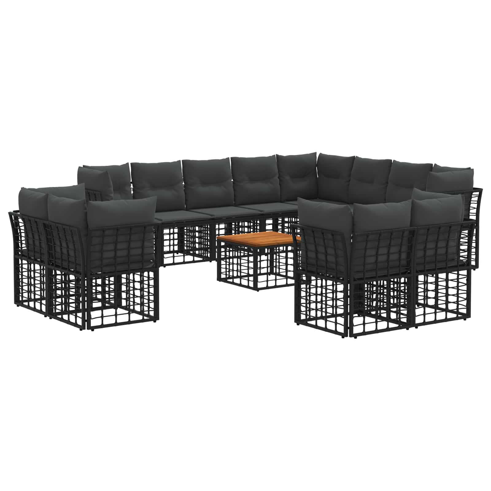 Set vanjskih sofa 13 pcs Crna i tamno siva Poliester