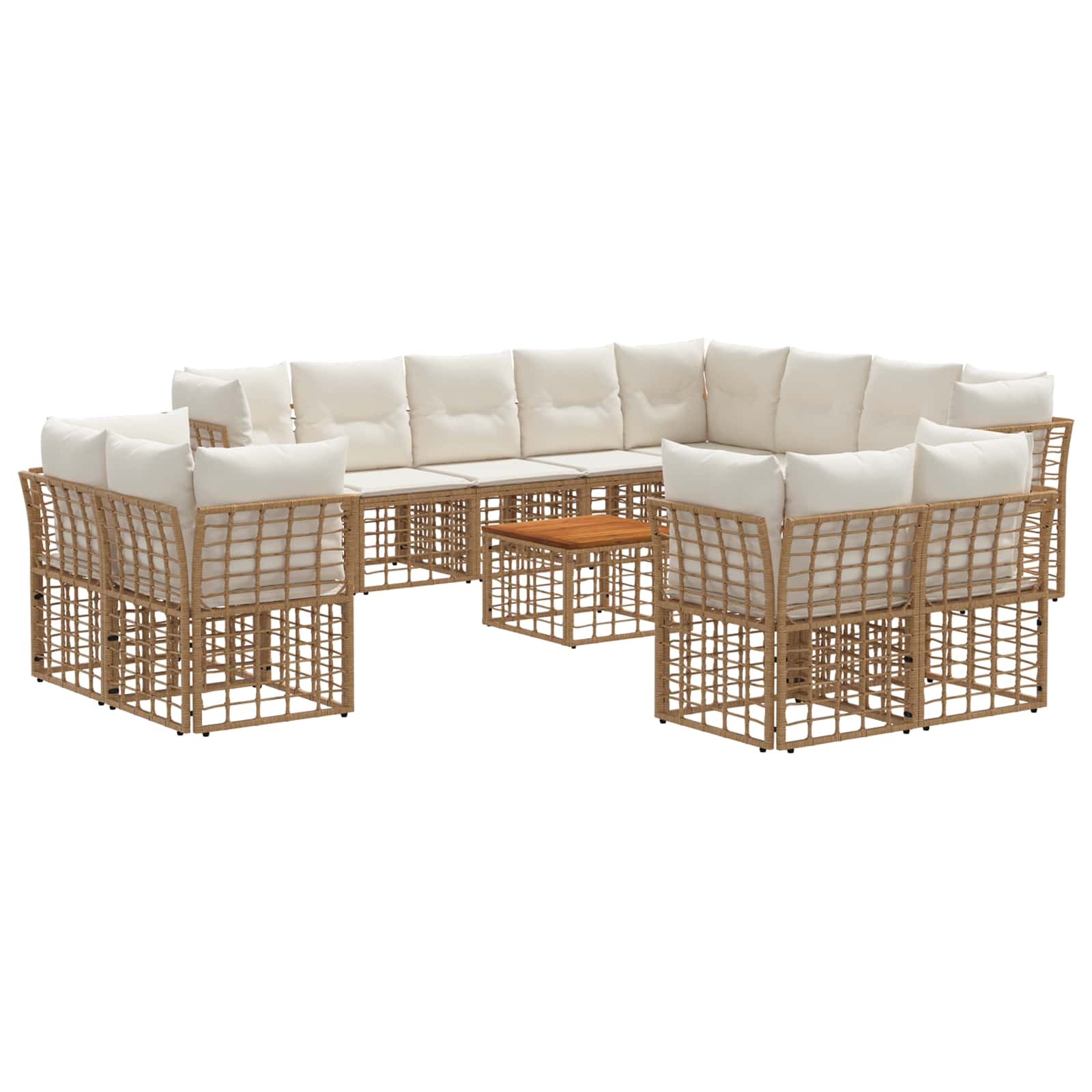 Set vanjskih sofa 13 pcs Prirodna i krema bijela Poliester