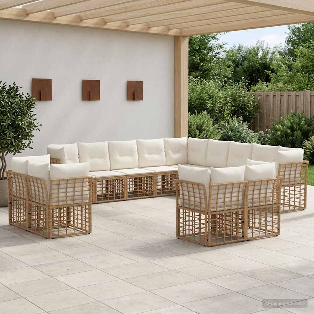 Set vanjskih sofa Prirodna i krema bijela Poliester