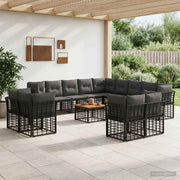Set vanjskih sofa 14 kom. Crna i tamno siva Poliester