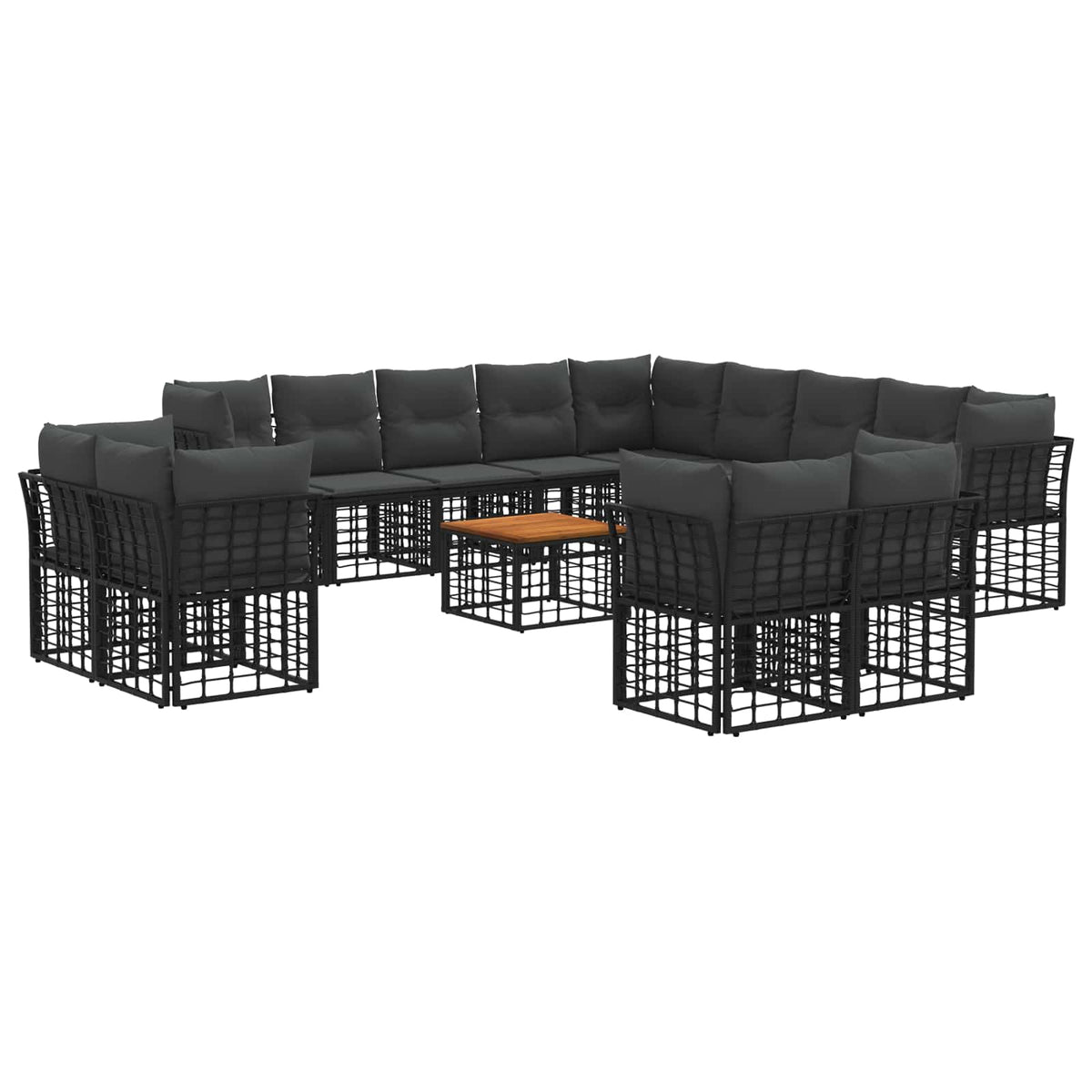 Set vanjskih sofa 14 kom. Crna i tamno siva Poliester