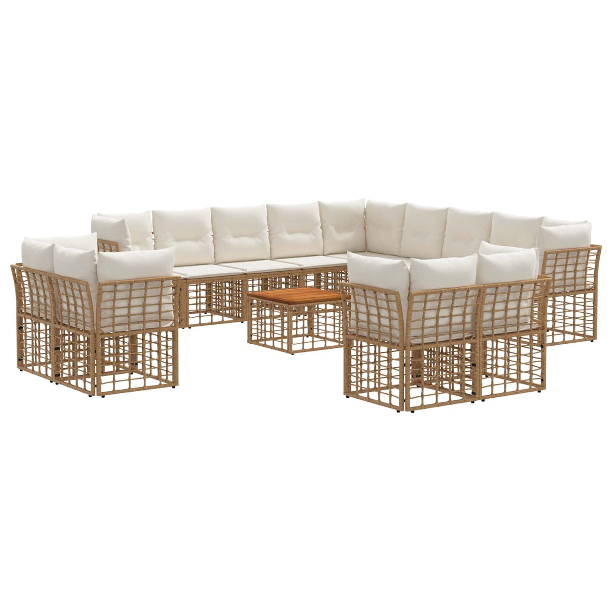 Set vanjskih sofa 14 kom. Prirodna i krema bijela Poliester